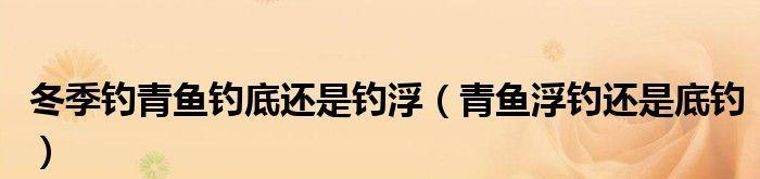 青鱼钓浮的调漂方法和技巧（提升钓浮技术）  第1张